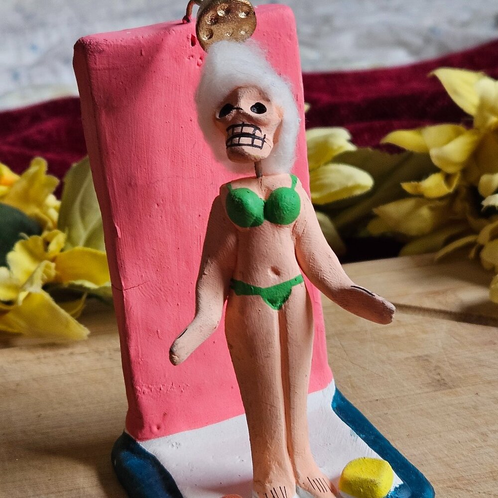 VINTAGE OAXACAN COLD SHOWER GRANDMA SCULPTURE